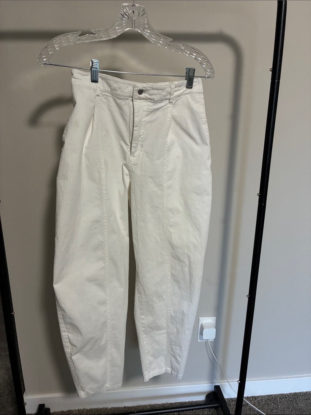 Princess Polly Off-White High-Rise Straight Leg Pants